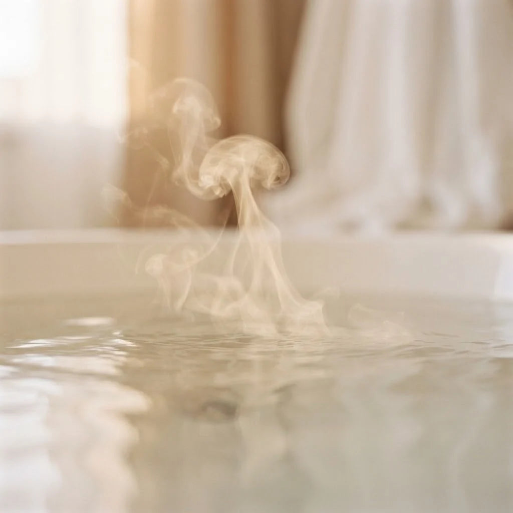 Eau calme et vapeur douce, illustrant la sérénité à retrouver face au mythe de la noyade sèche chez bébé Image
