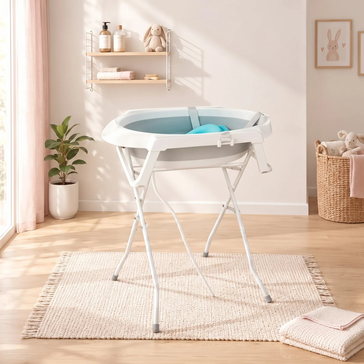 Grandes baignoires bébé grise et blanche Image