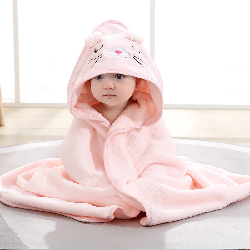 Cape de Bain Bébé Câlin (Chat Rose)
