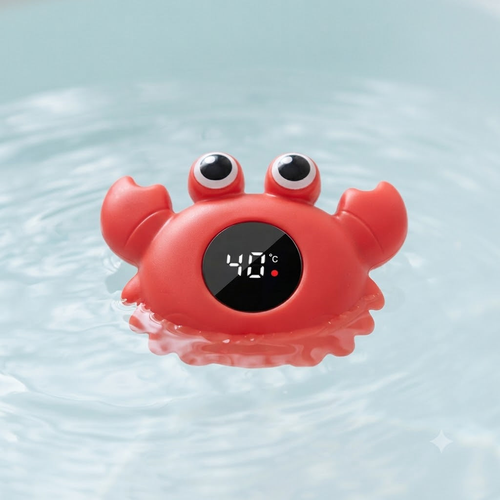 Thermomètre de bain bébé digital (Petit Crabe – Rouge Corail) lifestyle
