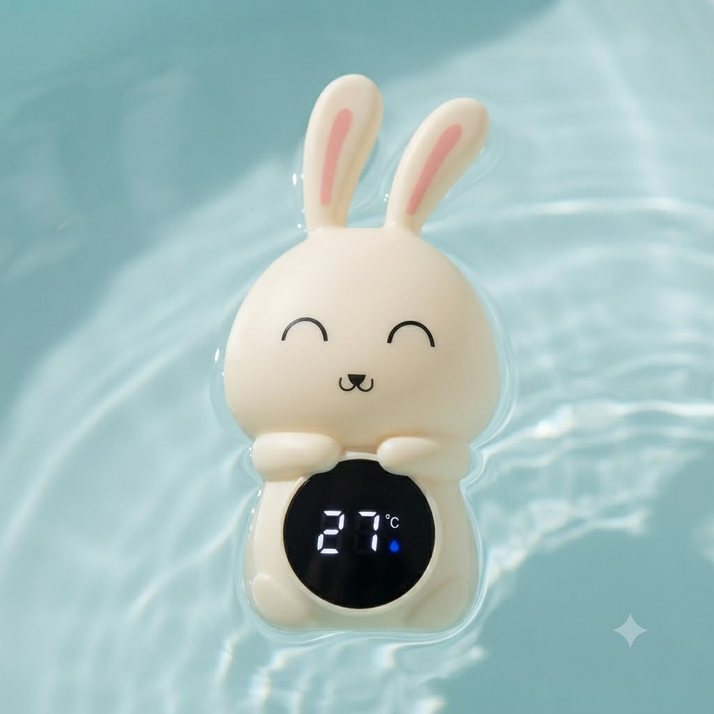 Thermomètre de bain bébé digital (Pingouin – Blanc) lifestyle