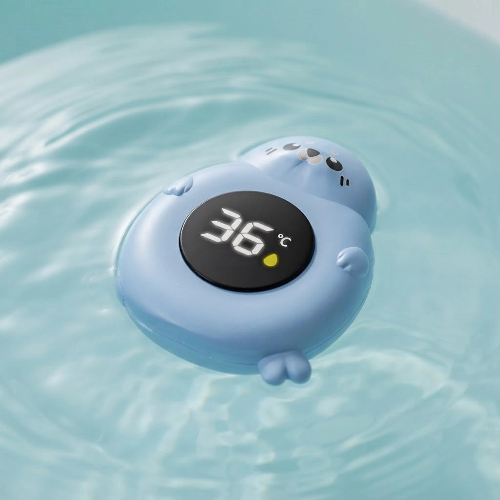 Thermomètre de bain bébé digital flottant (Bébé Phoque Bleu) lifestyle