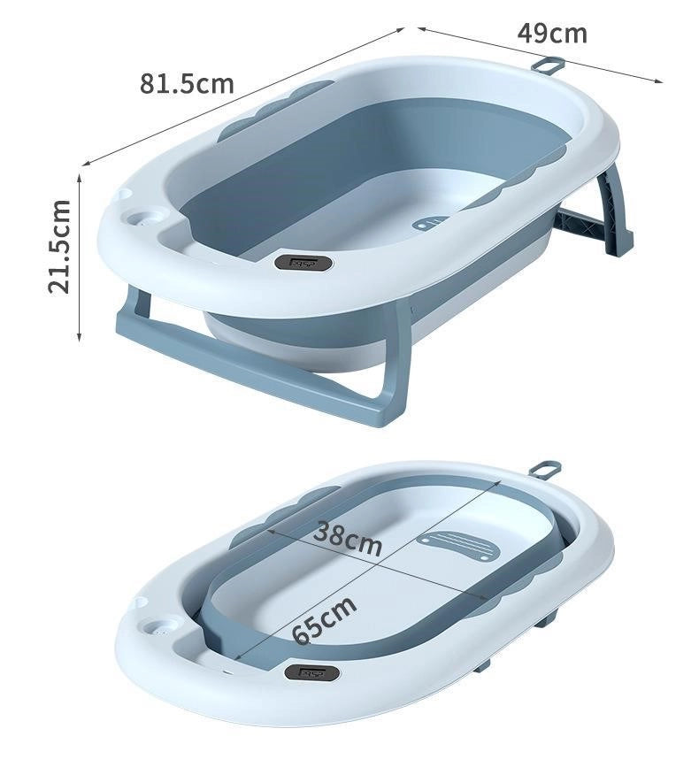 Baignoire Bébé Pliable avec Thermomètre LCD et Compartiment de Rangement - Cocoon Bleu