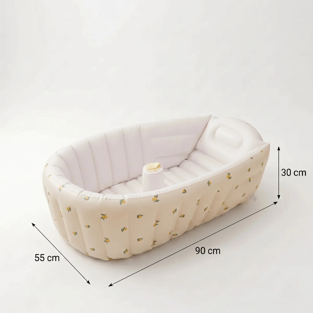 Baignoire Gonflable Bébé avec Pompe Intégrée et Fond Antidérapant - Bulle Citron