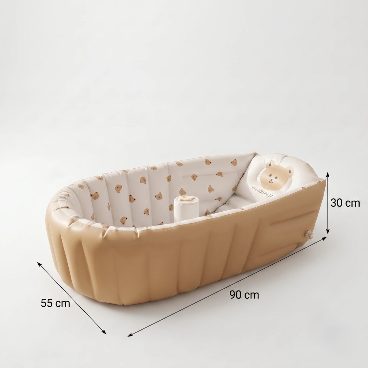 Baignoire Gonflable Bébé avec Pompe Intégrée et Fond Antidérapant - Bulle Ours