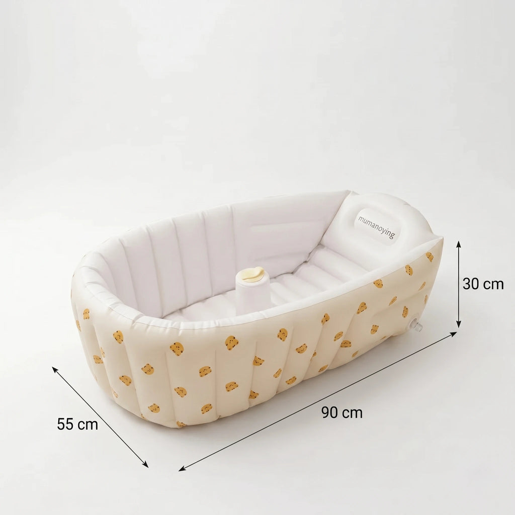 Baignoire Gonflable Bébé avec Pompe Intégrée et Fond Antidérapant - Bulle Tigre