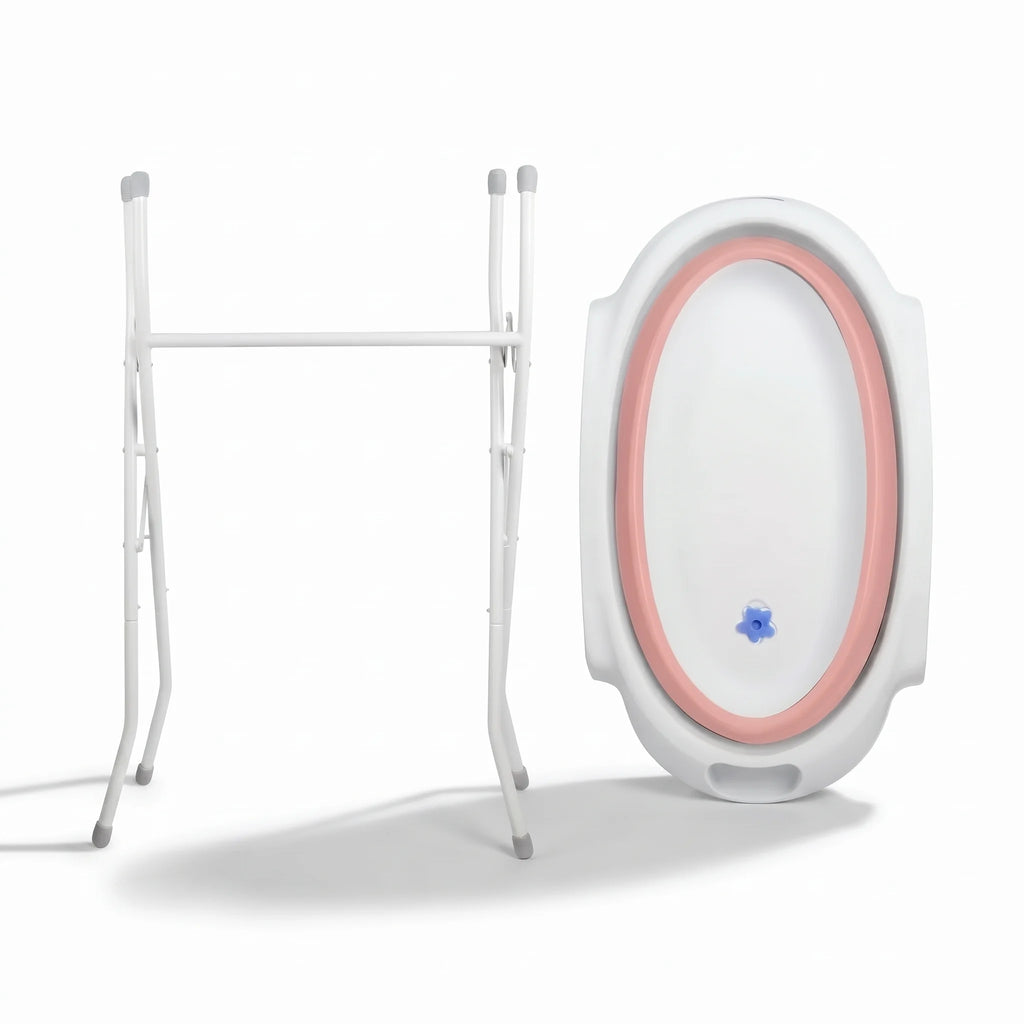 Baignoire Bébé Pliable Luna avec Support (Rose)