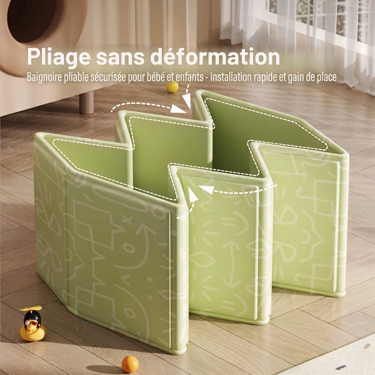 Grande Baignoire Bébé Pliable Isolation Thermique Anti-Basculement - MOVA Blanche