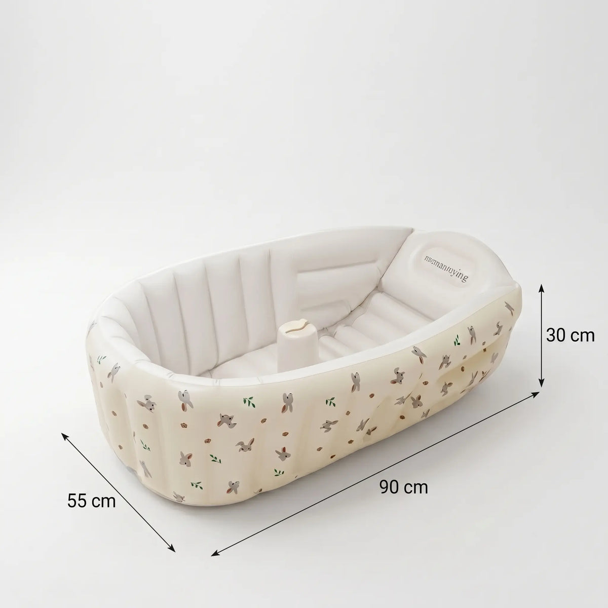 Baignoire Gonflable Bébé avec Pompe Intégrée et Fond Antidérapant - Bulle Lapin