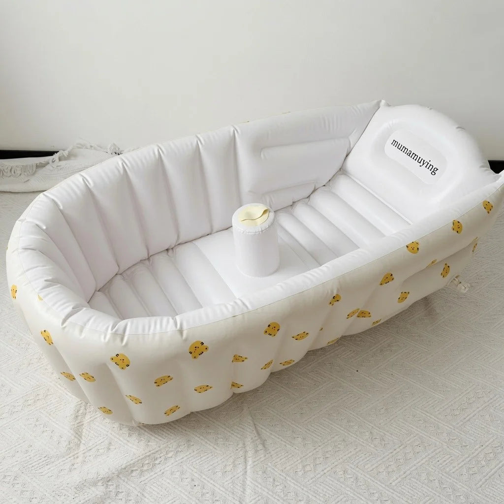 Baignoire Gonflable Bébé avec Pompe Intégrée et Fond Antidérapant - Bulle Tigre