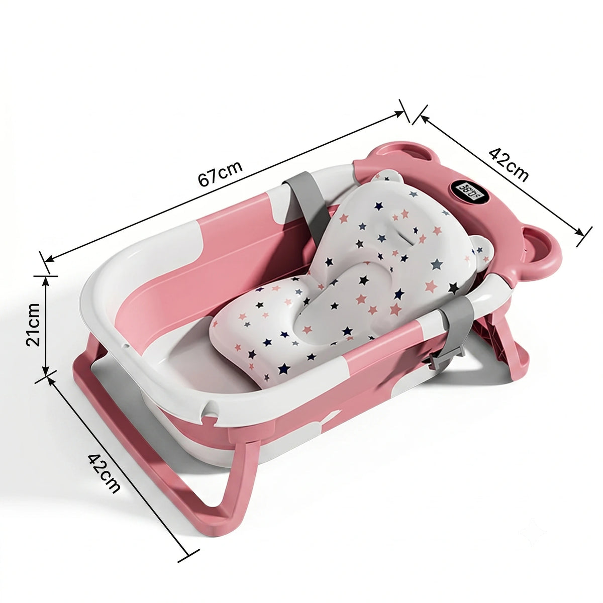 Baignoire Bébé Pliable Ultra-Légère avec Thermomètre Temps Réel - WAVI Gris